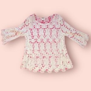 Miss Kelly 1999 Lace 3/4 Sleeve Top Size S